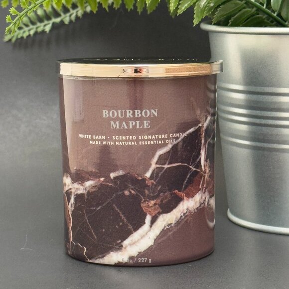 BBW Bourbon Maple White Barn Bath & Body Works Single Wick Candle - Picture 1 of 10